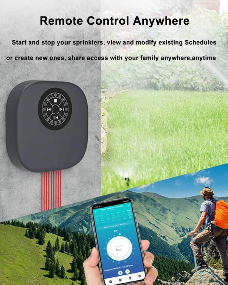 Haozee 16-Zone Smart WiFi Sprinkler Controller with App Control, Alexa Compatibility, and Dual-Band Support for Automated Irrigation Scheduling