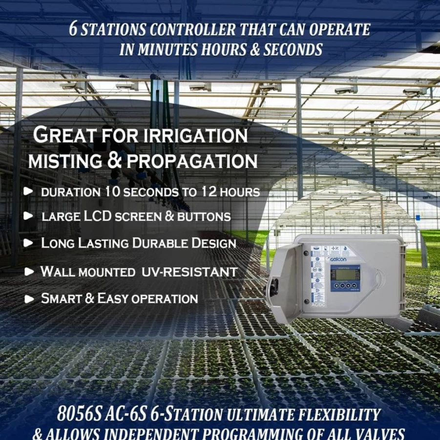 Galcon 8056S AC-6S 6-Station Indoor/Outdoor Irrigation Controller with Seconds Timer