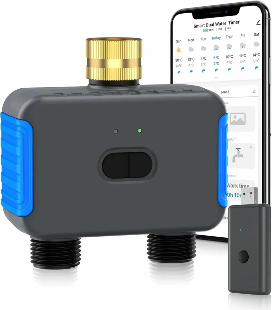Smartale WiFi & Bluetooth Sprinkler Timer - Smart Hose Timer with Remote App Control, Alexa & Google Home Compatible, Programmable Outdoor Watering System for Garden, Lawn, Yard (1 Outlet)