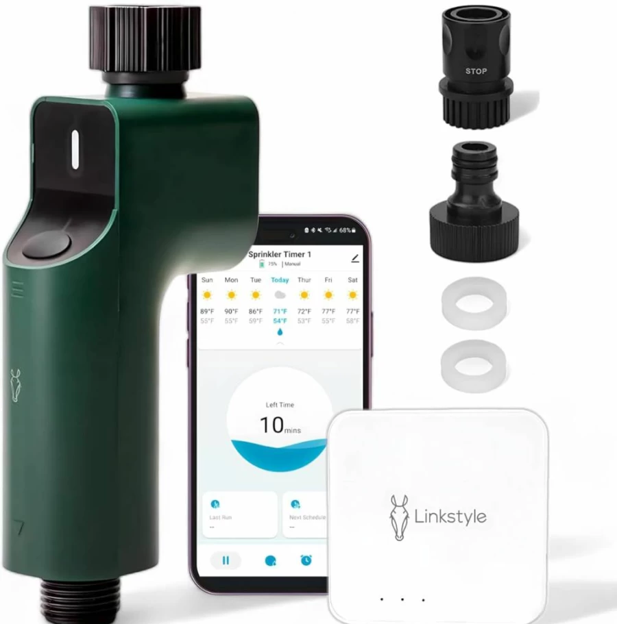 Linkstyle.life Smart WiFi Water Timer with Hub - Remote Control Sprinkler Timer, App & Voice Compatible with Alexa & Google, Ideal for Smart Irrigation & Garden Hose Automation