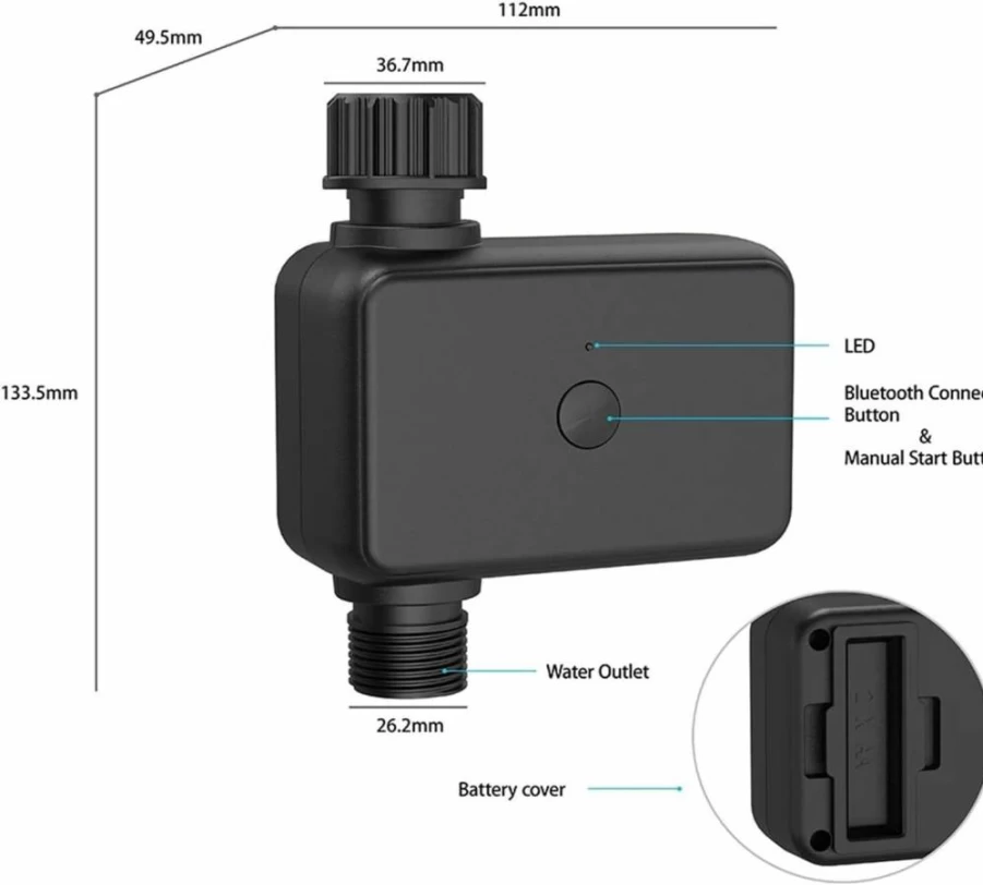 MeLphi Smart Water Valve Timer - Automatic Drip Irrigation Controller for Precise Plant Watering (1-Pack)
