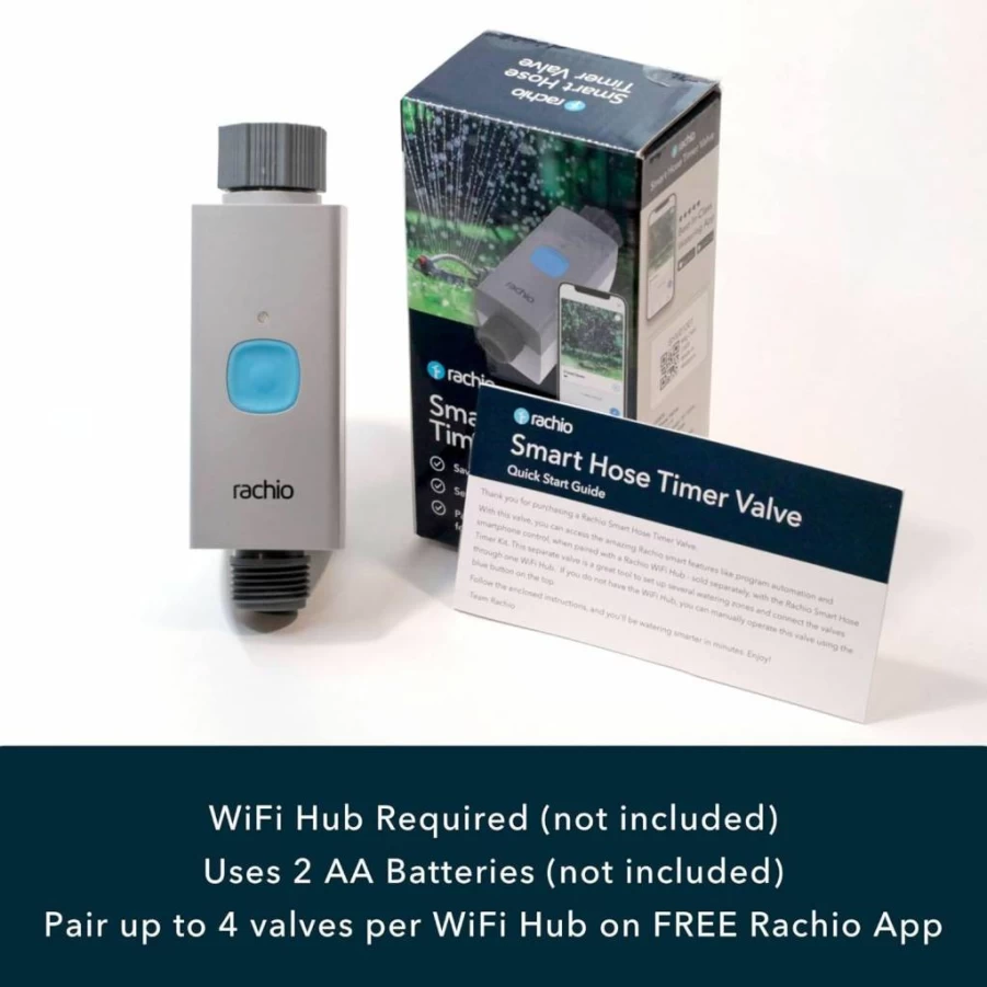 Rachio Smart Hose Timer - WiFi Sprinkler Controller for Lawn & Garden, DIY Faucet Installation, App-Enabled Watering Schedule Automation (Valve Only)