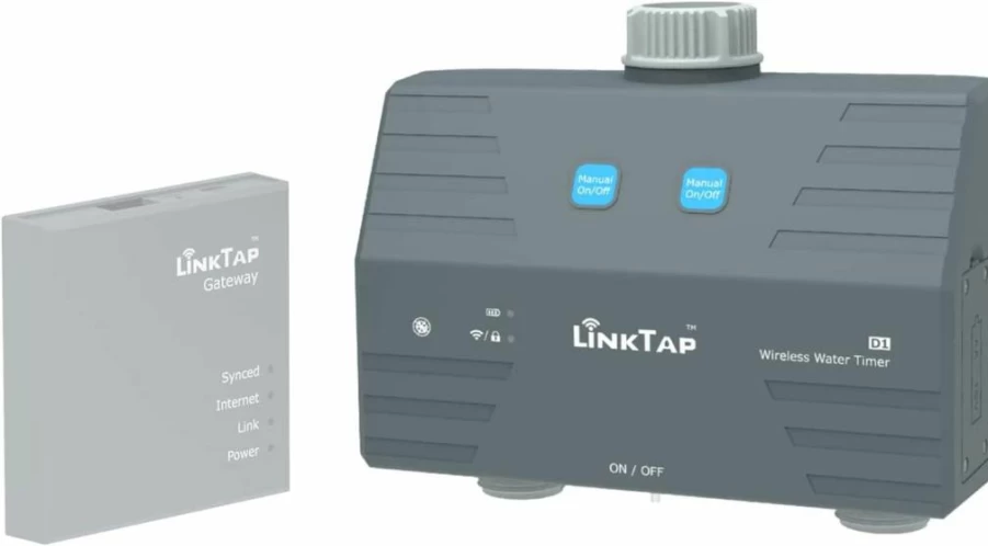LinkTap D1 Smart Hose Timer with Gateway - 2-Zone Irrigation by Duration, Weather, Volume | Fault Detection & Alerts | Mesh Network Extender | Wider Range Than WiFi