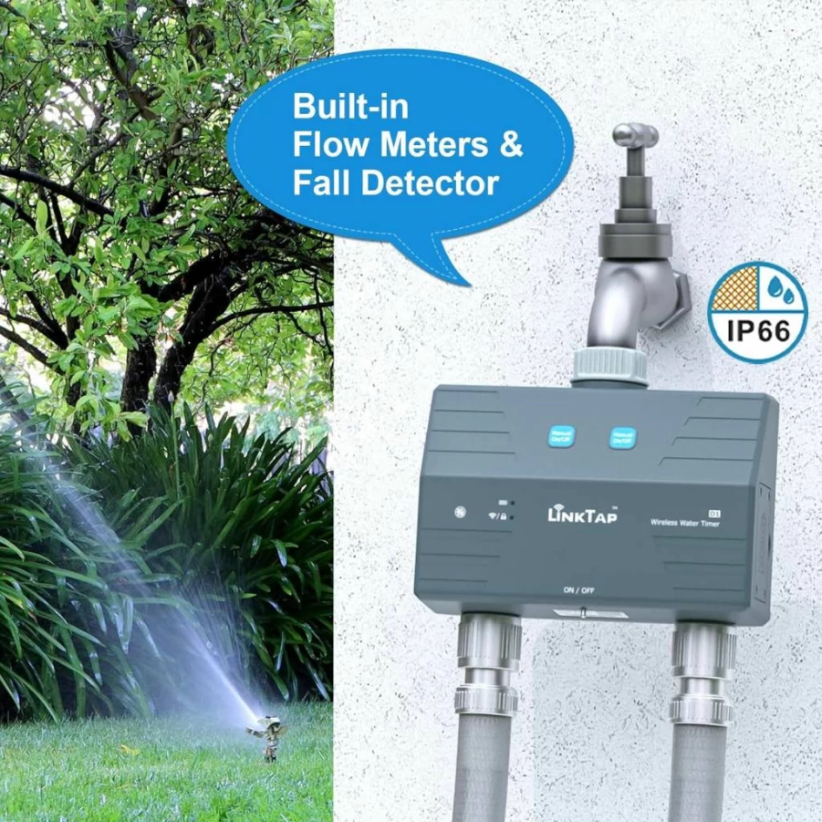 LinkTap D1 Smart Hose Timer with Gateway - 2-Zone Irrigation by Duration, Weather, Volume | Fault Detection & Alerts | Mesh Network Extender | Wider Range Than WiFi