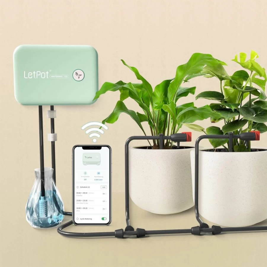 LETPOT Smart WiFi Plant Watering System - Indoor/Outdoor Automatic Drip Irrigation Kit with App Control, IPX66 Waterproof, Water Shortage Alert (Green)
