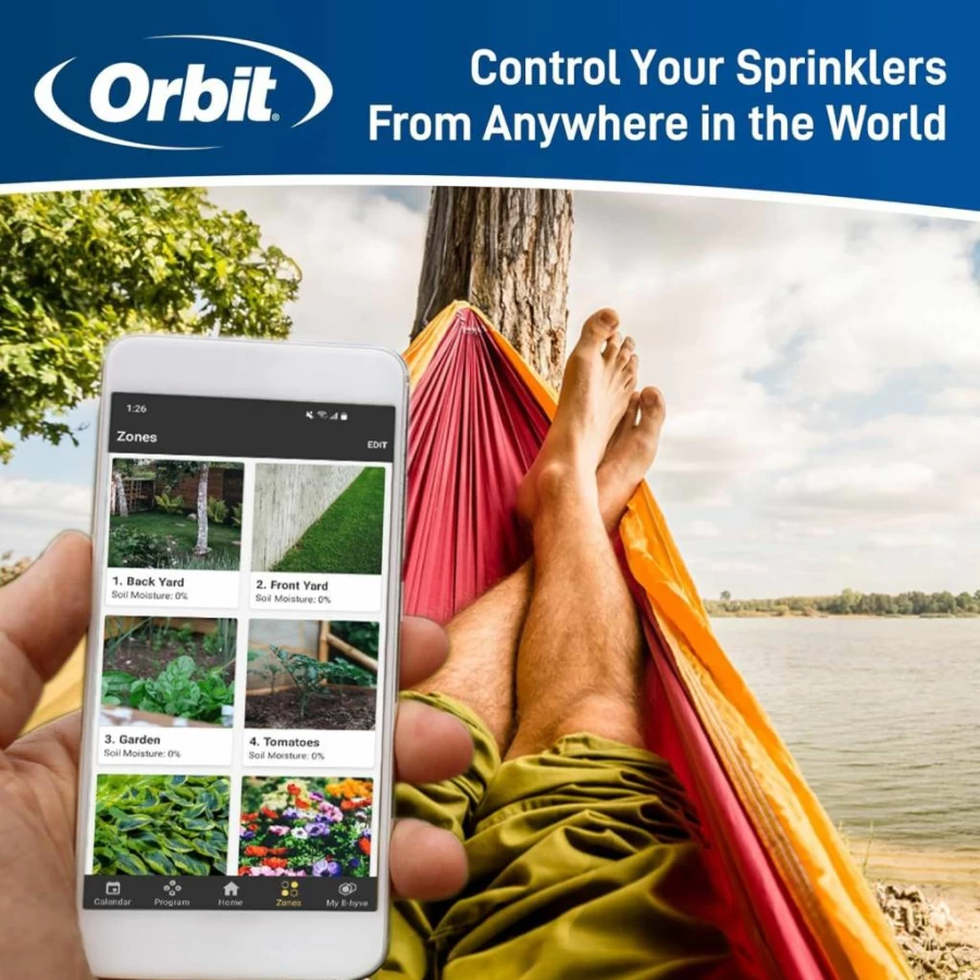 Orbit B-Hyve Smart Sprinkler Controller - 4-Zone WiFi Irrigation System, Gray (Model 57915)