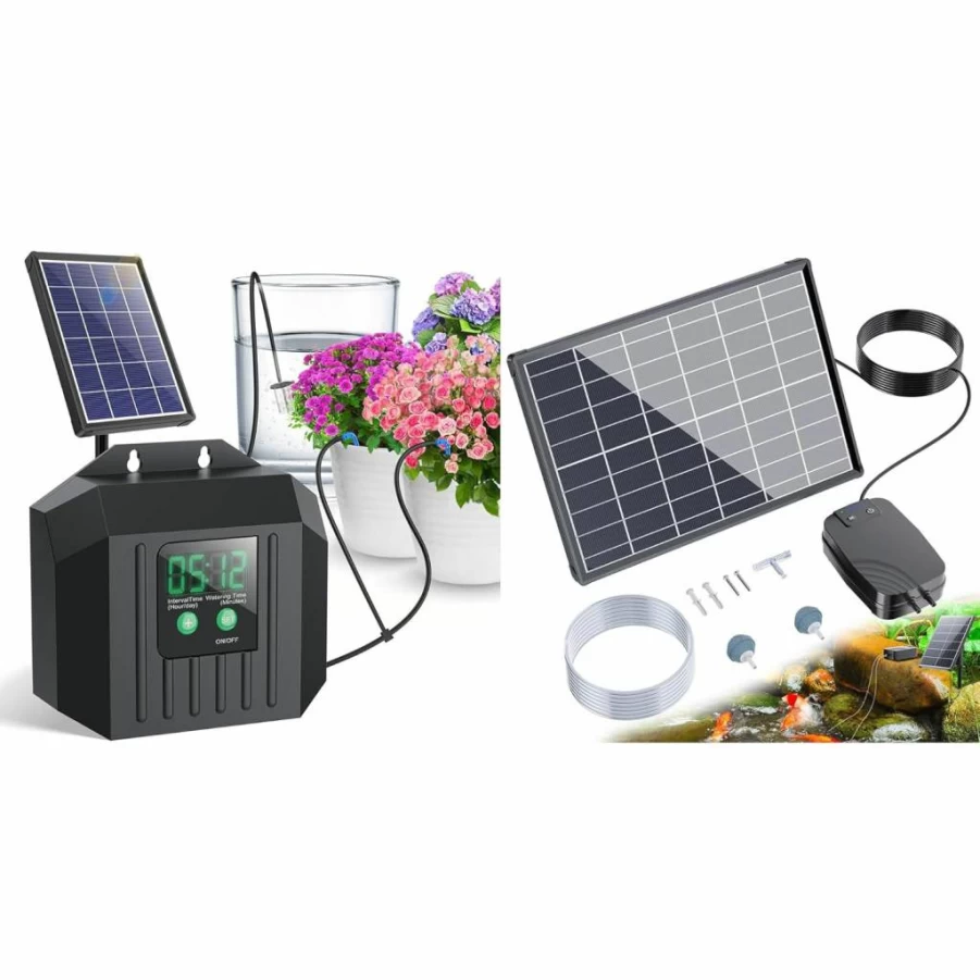 Biling 4W Solar Water Pump for Garden, Outdoor Pond, Fish Tank with 8W Solar Aerator – Eco-Friendly Irrigation & Aeration System