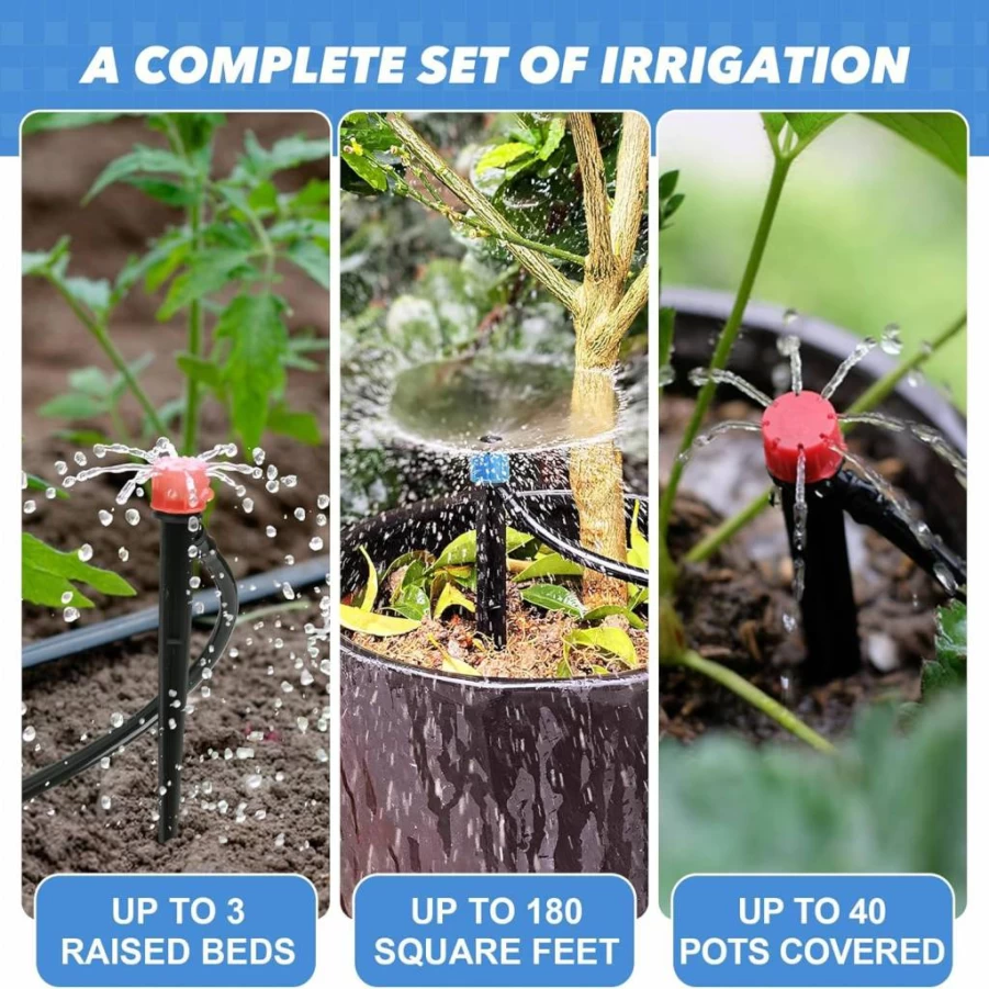 Generic Automatic Drip Irrigation Kit - 232Ft Smart Watering System for Garden, Lawn & Vegetables - Water-Efficient Quick-Connect Sprinkler with Timer
