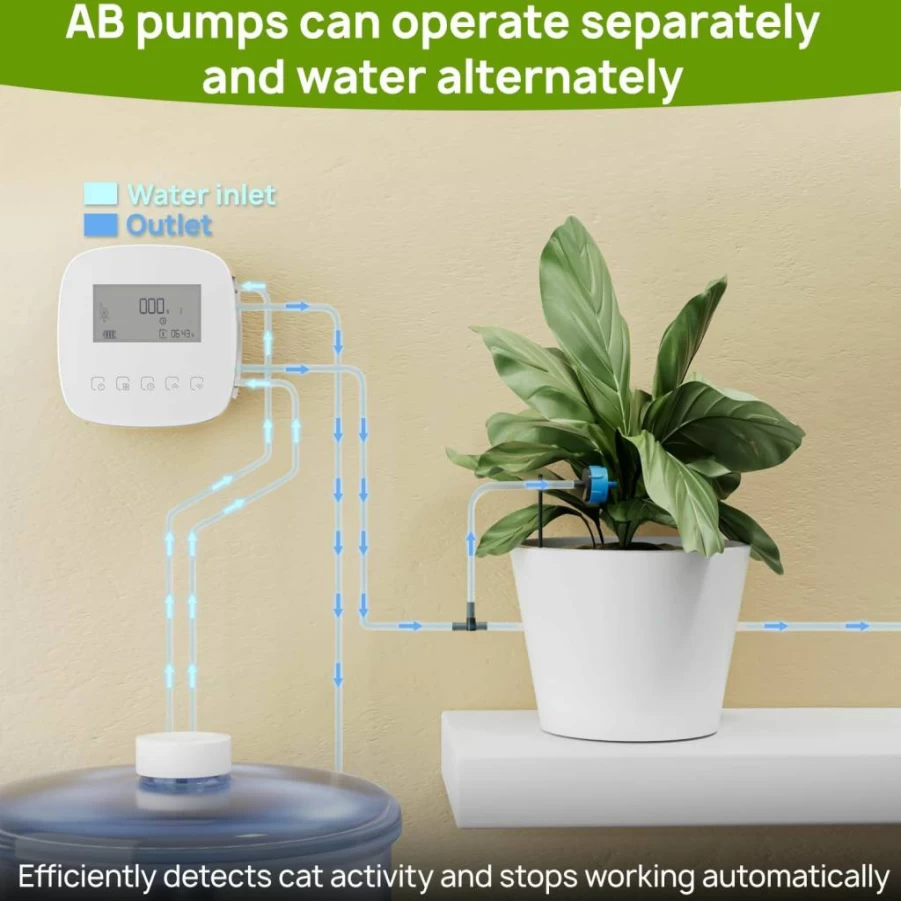 WEILAILANTIAN Automatic Drip Irrigation System with Programmable Timer, 2 Zone Watering Pumps, 20 Adjustable Drippers, 35FT Tubing for Lawn, Greenhouse, Garden