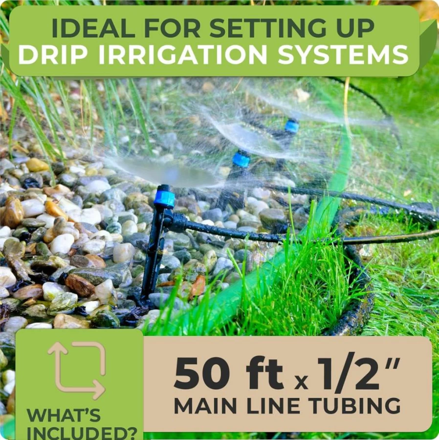 CARPATHEN 50 Ft 1/2 Inch Drip Irrigation Tubing - Heavy Duty Garden Hose for Push-Fit Connectors, Lawn Watering System, and DIY Landscaping Projects