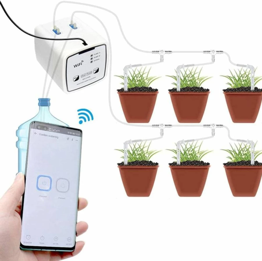 CNMF Smart WiFi Bluetooth Automatic Plant Watering System with Dual Pump & Remote Control for Indoor Outdoor Gardens