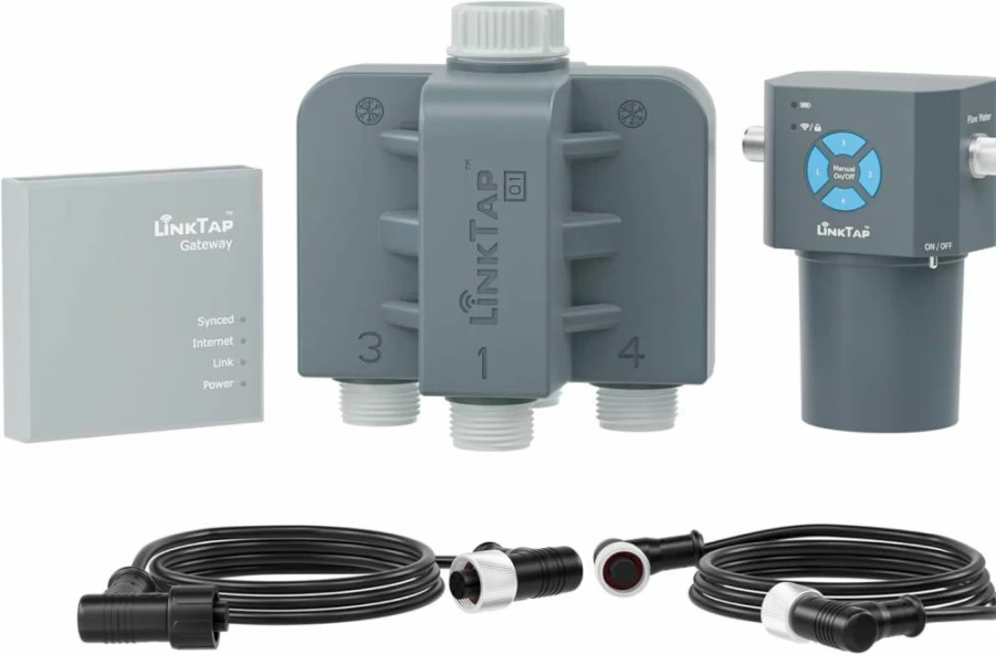 LinkTap Q1 Smart Water Timer with 4-Zone Wireless Control, Built-In Flow Meters, Easy Installation, 2-Year Warranty for Garden Irrigation