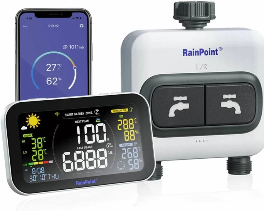 BALDR Smart WiFi Hose Timer - 2 Zone Wireless Sprinkler System with App Control, Irrigation Display, and Dual Water Timer for Garden