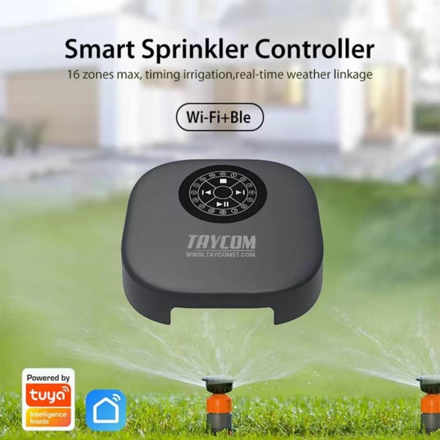 Taycom Smart Sprinkler Controller 16-Zone WiFi Irrigation System with Weather-Based Scheduling, Alexa/Google Home Compatible, App & Voice Control, Freeze Protection