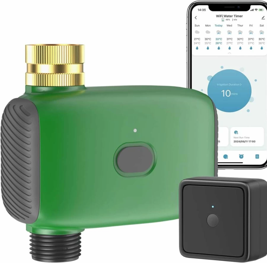 UOUNE Smart WiFi Sprinkler Timer for Garden Hose, Outdoor Programmable Water Timer with App Control, Alexa & Google Assistant Compatibility, Automatic Lawn Irrigation System