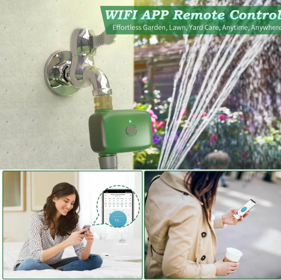 UOUNE Smart WiFi Sprinkler Timer for Garden Hose, Outdoor Programmable Water Timer with App Control, Alexa & Google Assistant Compatibility, Automatic Lawn Irrigation System