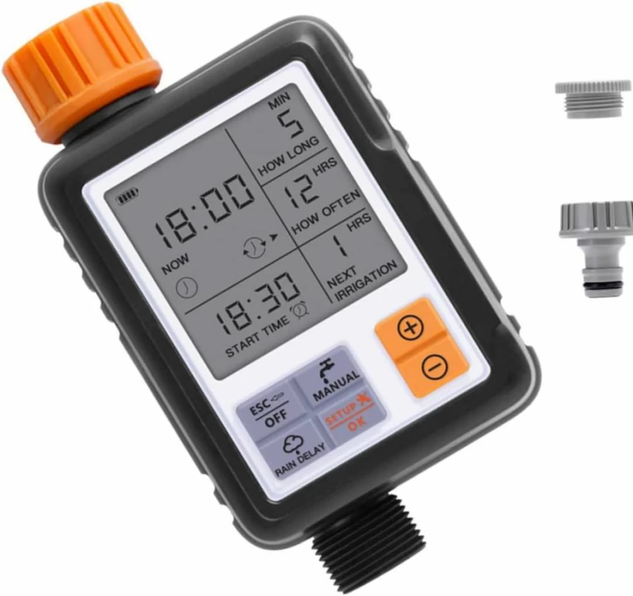 Levemolo Smart Garden Irrigation Timer with Large LCD Display - Automatic Watering System for Lawns, Flowers, and Plants
