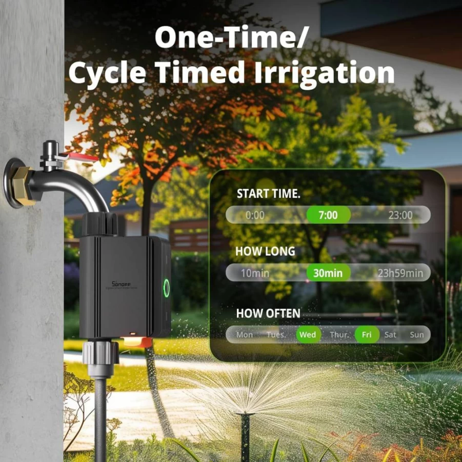 SONOFF Zigbee 3.0 Smart Sprinkler Timer for Garden Hose, Alexa & Google Home Compatible Outdoor Irrigation Controller, Automatic Lawn Pool Watering System, SWV-NH (1)