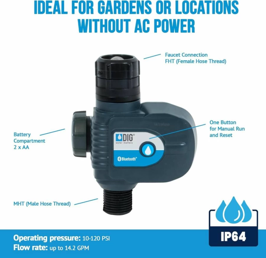 DIG Bohe-BT Smart Bluetooth Hose Timer - Wireless Automatic Irrigation System for Efficient Garden Watering