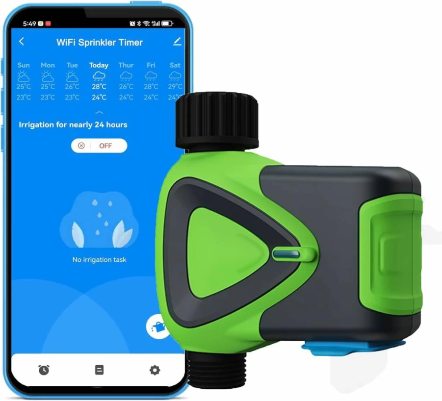 Gaoducash Smart WiFi Sprinkler Timer with App Control, Alexa & Google Home Compatibility, Rain Delay, Auto/Manual Modes for Lawn & Yard Irrigation