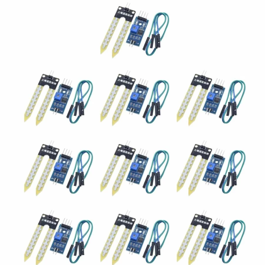 10 Pieces HiBCTR LM393 Soil Moisture Sensor 3.3V-5V for Arduino, Automatic Watering System, Robotics, Smart Cars, Plants - High Precision Humidity Detection Hygrometer Module
