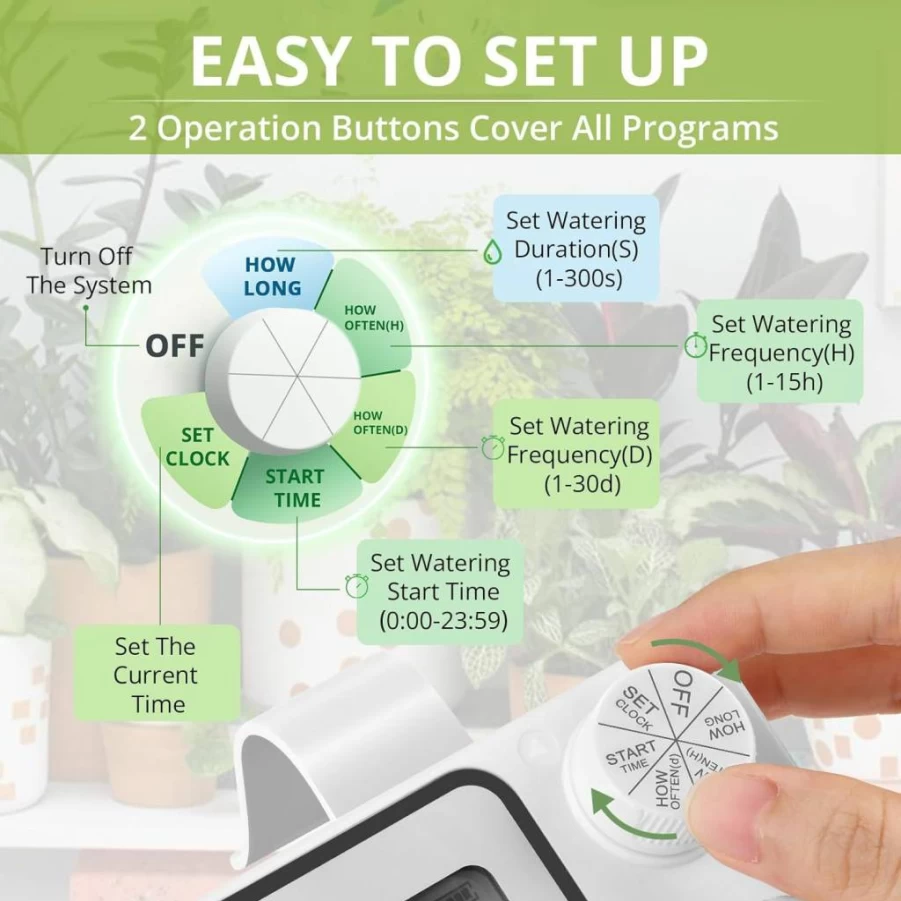 Tepsmigo Automatic Plant Watering System for Indoor Potted Plants - Self Watering Device with Programmable Timer for Up to 15 Plants, Ideal for Vacation Care