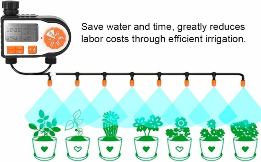 Pilipane Smart LCD Water Timer - Automatic Irrigation Controller for Garden, Home, and Agriculture, 15x14cm ABS Plastic, Water Saving Device