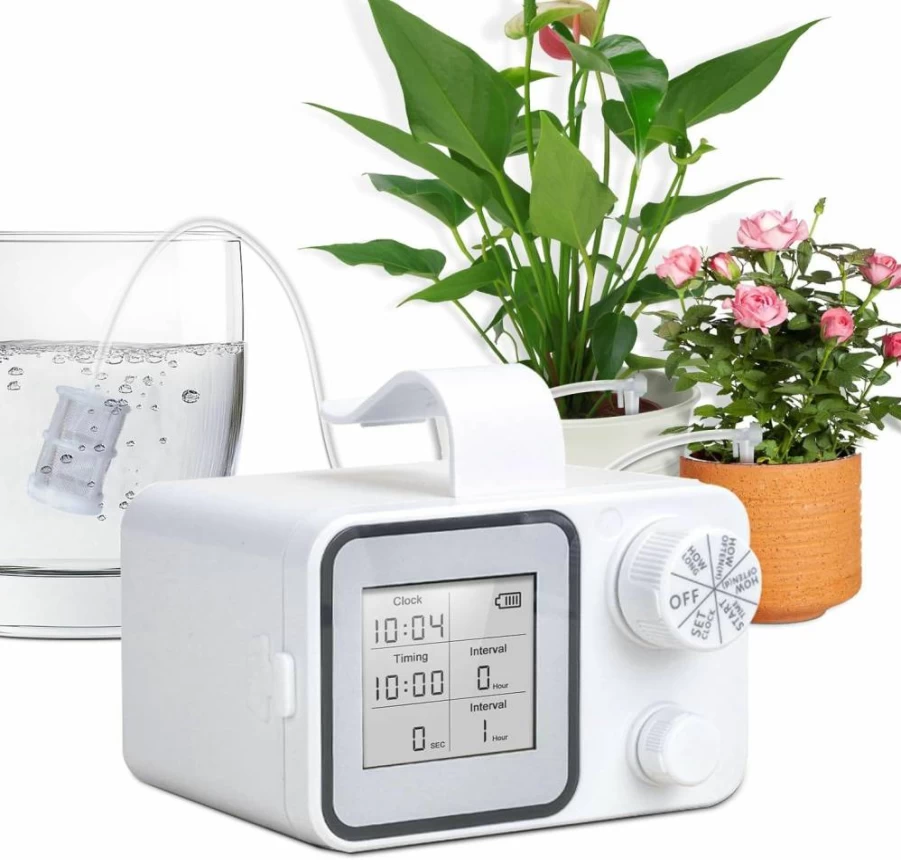 INFURIDER Automatic Plant Watering System for Indoor and Outdoor Use, 20-Pot Smart Irrigation Kit with LCD Timer, Type-C Hose Sprinkler, Hangable Watering Device for Garden, Potted Plants