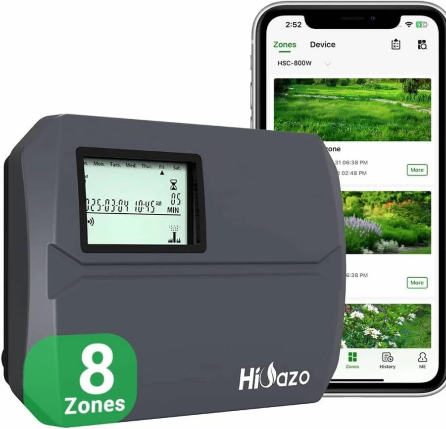 HiOazo Smart WiFi Sprinkler Controller - 8 Zone Irrigation System with Weather-Based Auto Watering (2025 Model)