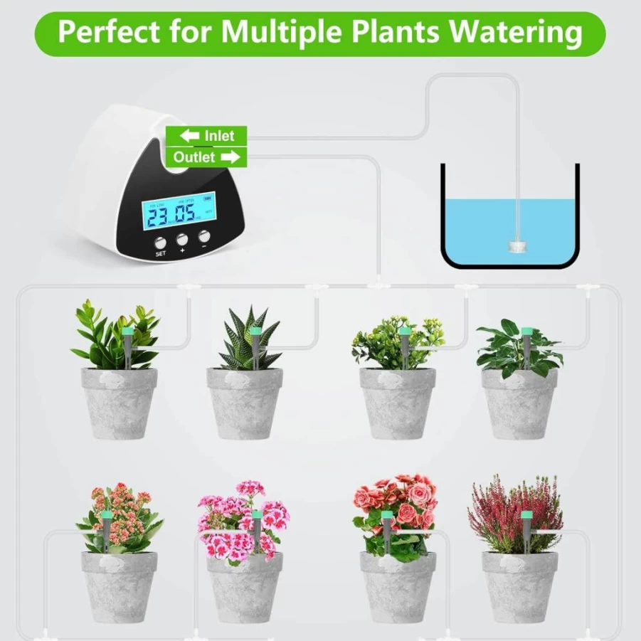DAOTAILI Automatic Plant Watering System - USB Powered Programmable Drip Irrigation Kit with DIY Tubing & Adjustable Water-Saving Emitters for Indoor Plants