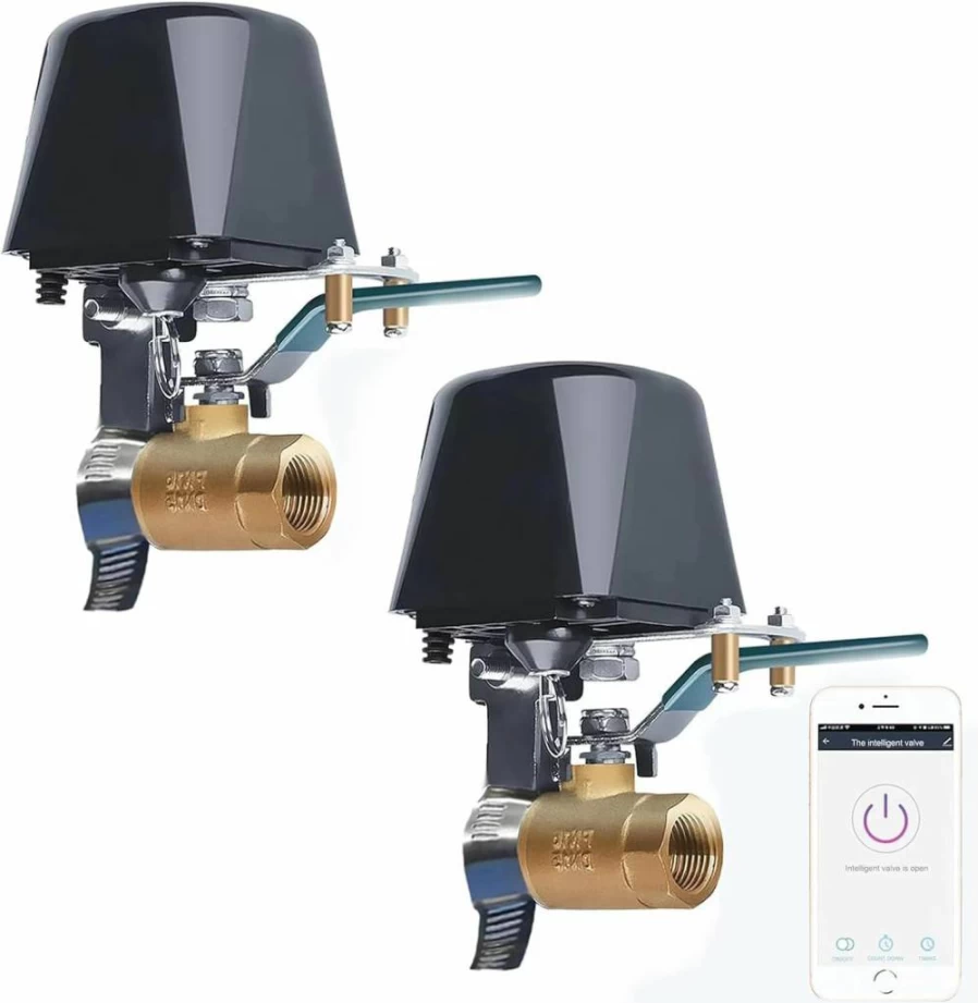 Jinvoo Smart Water Shut-Off Valve 2-Pack - WiFi Sprinkler & Irrigation Controller, Works with Alexa & Google Home, Smart Life App, Hub-Free