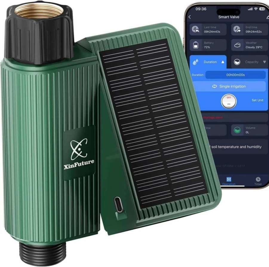 XinFuture 2-Pack Smart WiFi Sprinkler Timer with Rain Delay, Programmable Brass Garden Hose Timer, Automatic & Manual Watering System, Waterproof Irrigation Controller for Outdoor Use