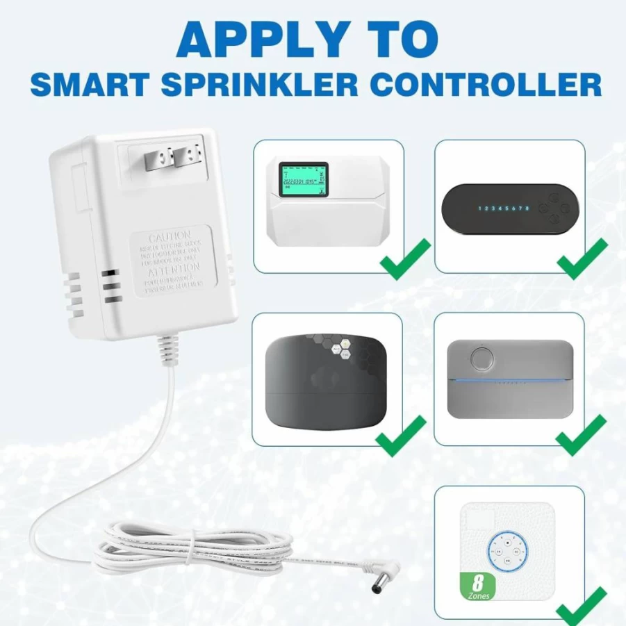 24V 1A AC Power Adapter for Smart Sprinkler Controller - WUYELIN 24 Volt 1000mA AC/AC Wall Transformer Compatible with Indoor Irrigation Systems (White)