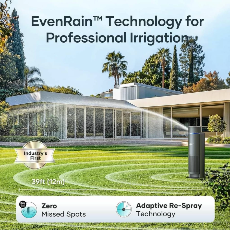 AIPER Irrisense Smart WiFi Sprinkler System, App-Controlled Lawn Irrigation, Auto Weather Adjustment, 4800 Sq.Ft Coverage, DIY Installation, Water Saving Grey Sprinklers