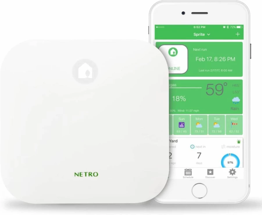 Netro Sprite-12 Smart WiFi Sprinkler Controller, 12-Zone, Watersense Certified, Alexa Compatible, Pearl White