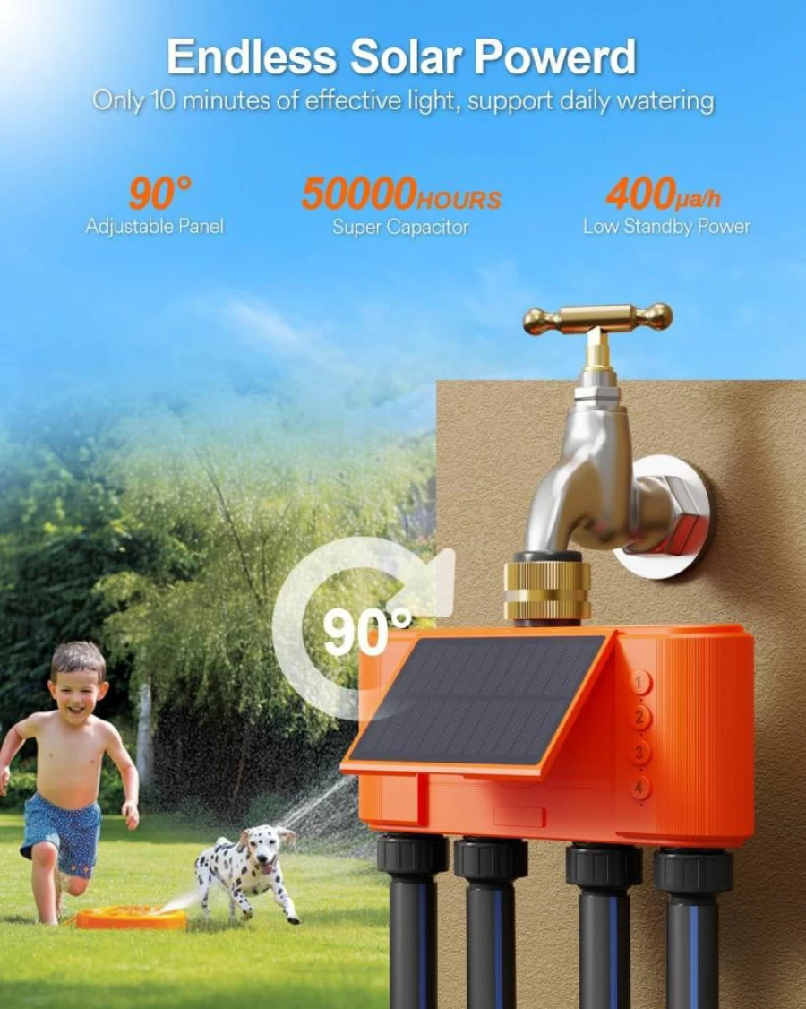 Lumary Smart WiFi Garden Hose Timer - Alexa Compatible Outdoor Sprinkler Timer with Remote Control, Rain Delay, Manual & Automatic Drip Irrigation System, Brass Inlet, Battery Powered