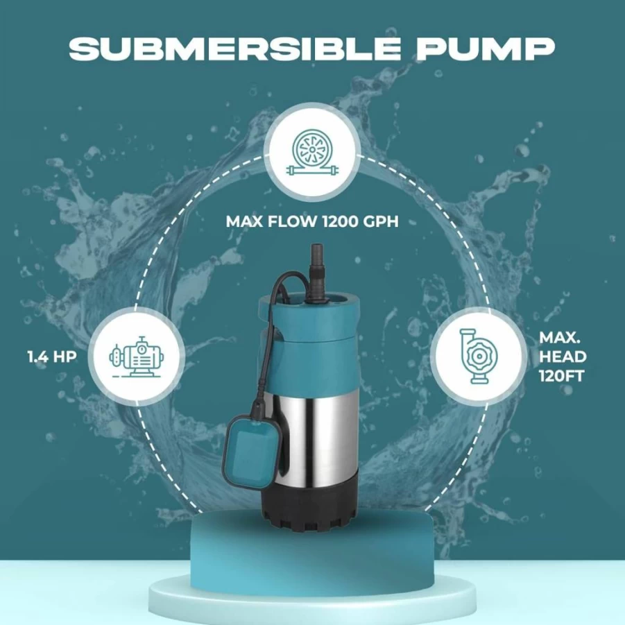 PS&W PUMPING SYSTEMS AND WORKS 1.4HP 110V Submersible Shallow Well Pump, 1200 GPH, 60 PSI, Automatic Tankless System with Smart Controller for Irrigation, Residential, Tanks, Cisterns