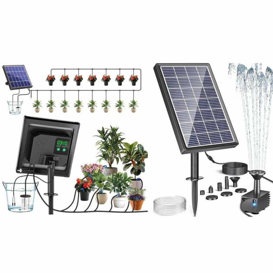 Biling 3.5W Solar Powered Water Pump and Drip Irrigation Kit for Gardens, Bird Baths, Small Outdoor Ponds
