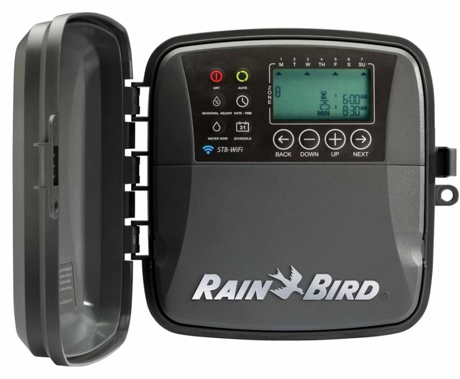 Rain Bird ST8O-2.0 Smart WiFi Sprinkler Controller, 8-Zone Irrigation Timer, Alexa Compatible, WaterSense Certified, Indoor/Outdoor Use, Gray/Black