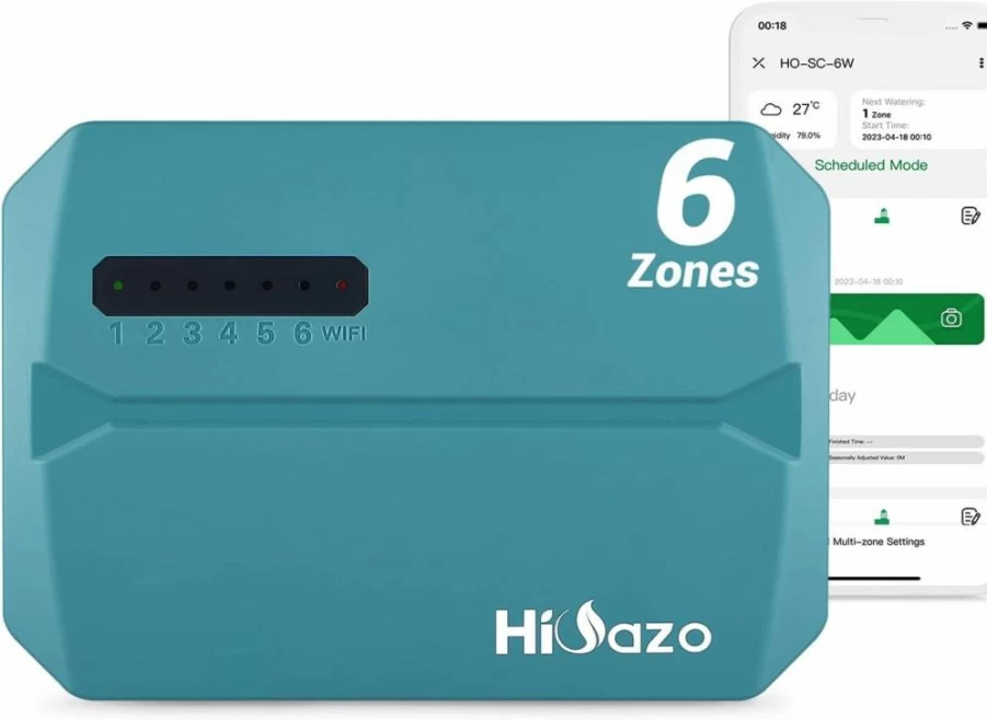 HiOazo Smart WiFi Lawn Irrigation System Controller - Water Saving Automatic Sprinkler Timer for Garden & Yard