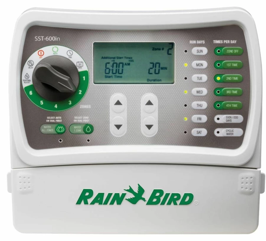 Rain Bird SST1200OUT 12-Zone Sprinkler Timer Controller, Indoor/Outdoor Irrigation System, Easy-to-Set Water Timer, Gray/Green (Replaces SST1200O Model)