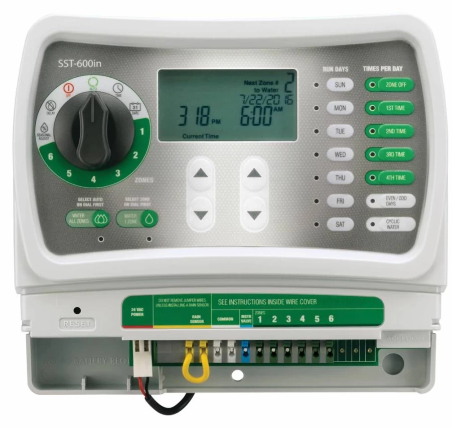 Rain Bird SST1200OUT 12-Zone Sprinkler Timer Controller, Indoor/Outdoor Irrigation System, Easy-to-Set Water Timer, Gray/Green (Replaces SST1200O Model)