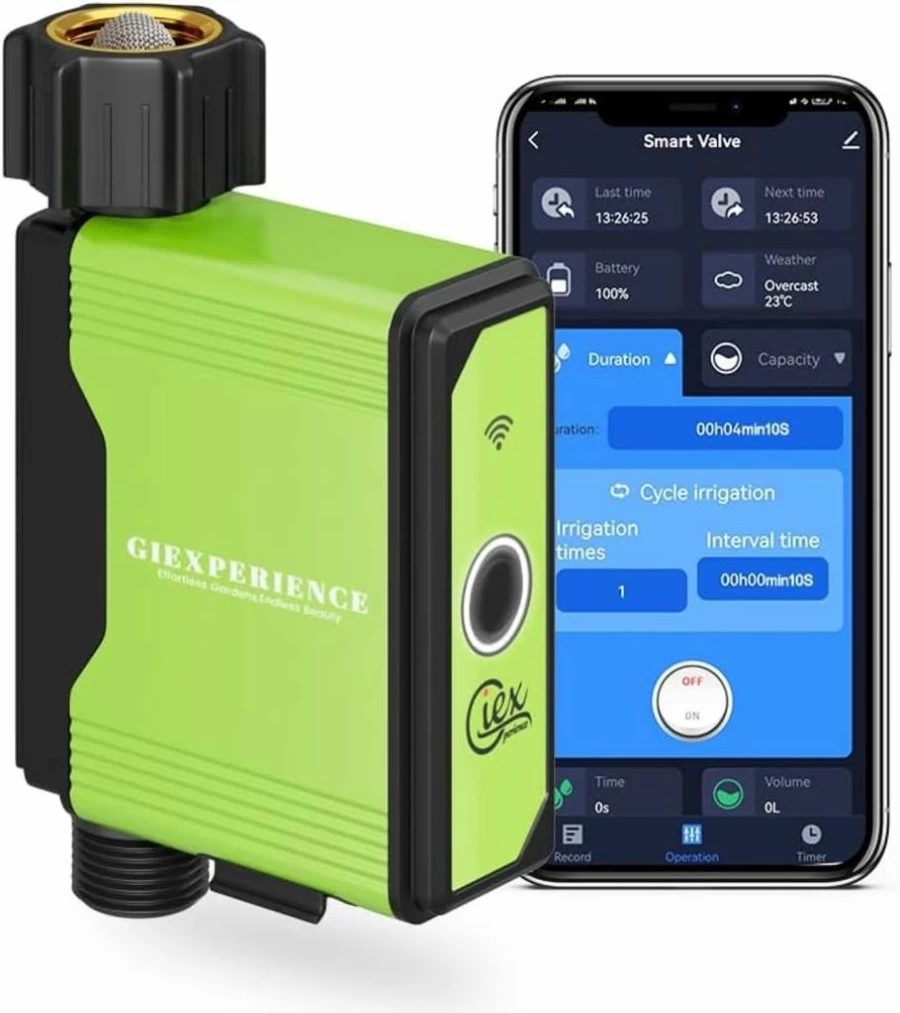 GIEXSMART GX-02 Zigbee Smart Sprinkler Timer with Built-In Flow Meter, Tuya & Smart Life App Compatible Irrigation Controller for Garden Hose Watering