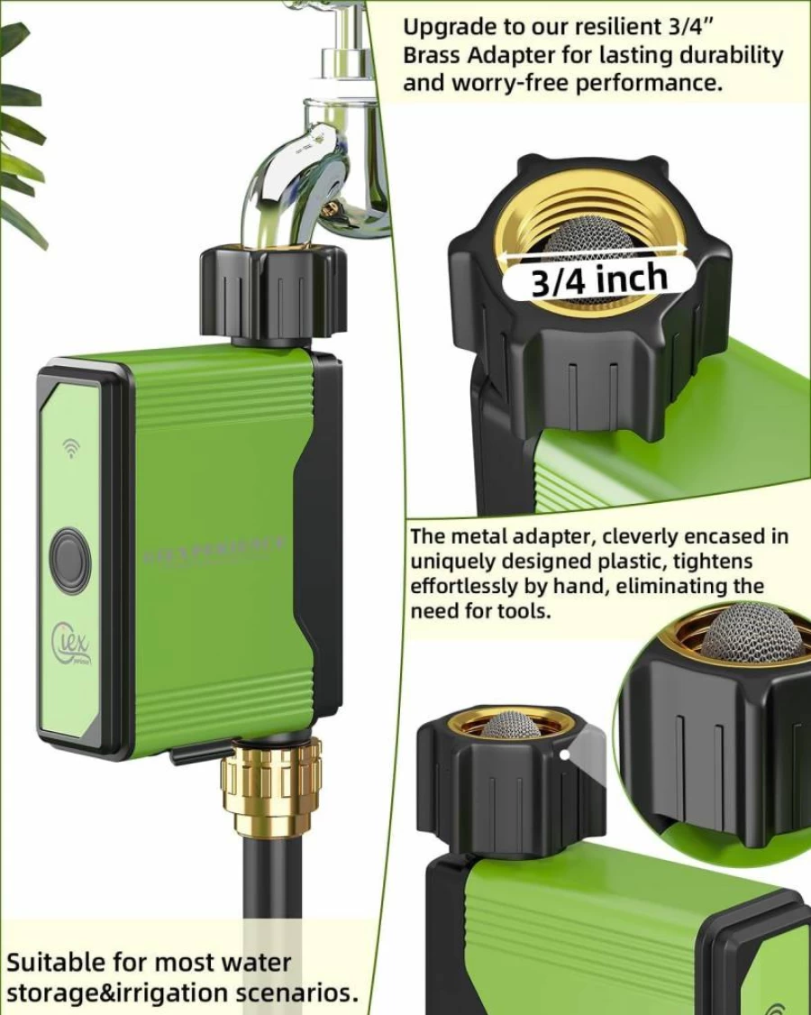 GIEXSMART GX-02 Zigbee Smart Sprinkler Timer with Built-In Flow Meter, Tuya & Smart Life App Compatible Irrigation Controller for Garden Hose Watering