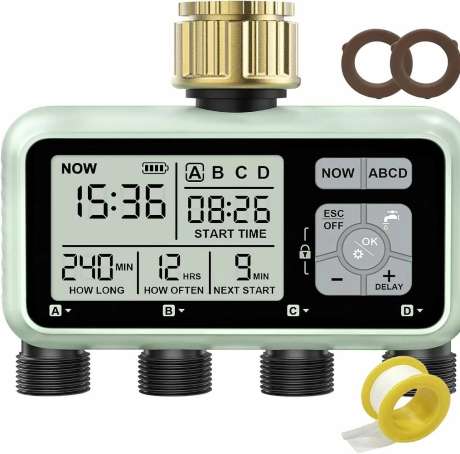 Johgee Smart WiFi Hose Timer - 2-Zone Sprinkler Controller with Alexa Compatibility, Rain Delay & Hub for Garden Lawn Irrigation