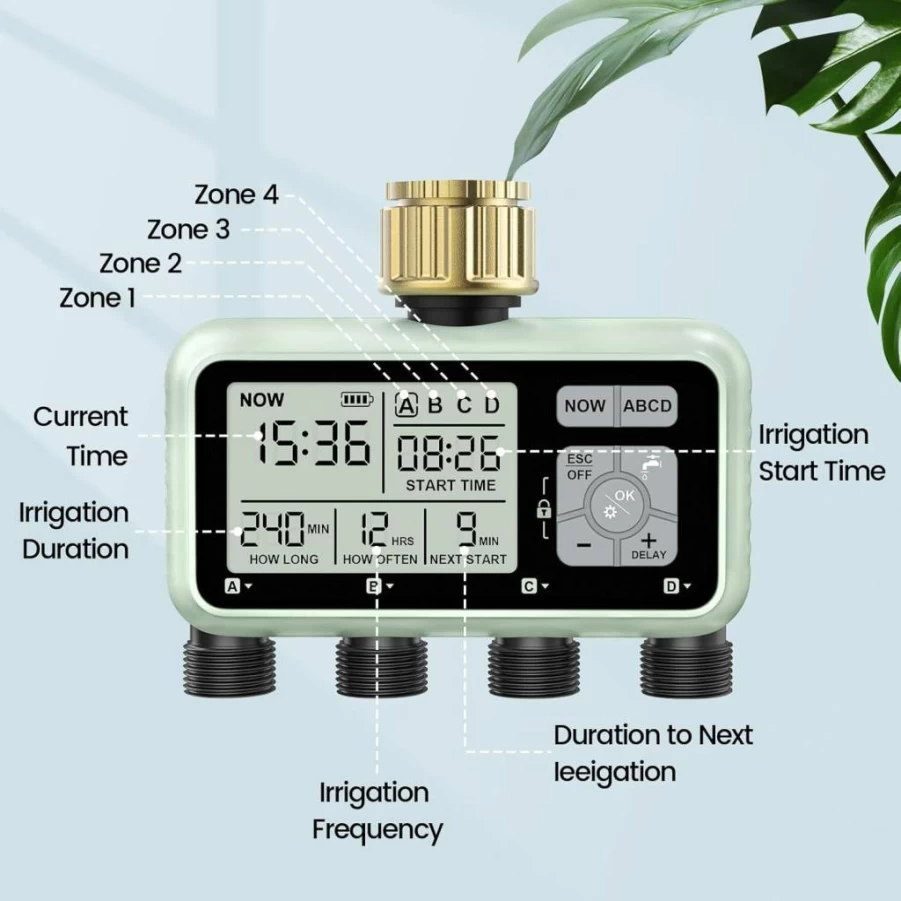 Johgee Smart WiFi Hose Timer - 2-Zone Sprinkler Controller with Alexa Compatibility, Rain Delay & Hub for Garden Lawn Irrigation