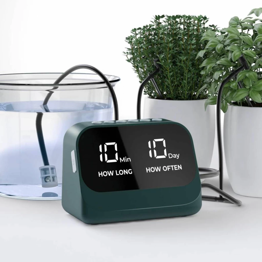 YITIKA Automatic Plant Watering System with Smart Timer, DIY Drip Irrigation Kit, Waterproof LED Display, Large Battery for Potted Plants