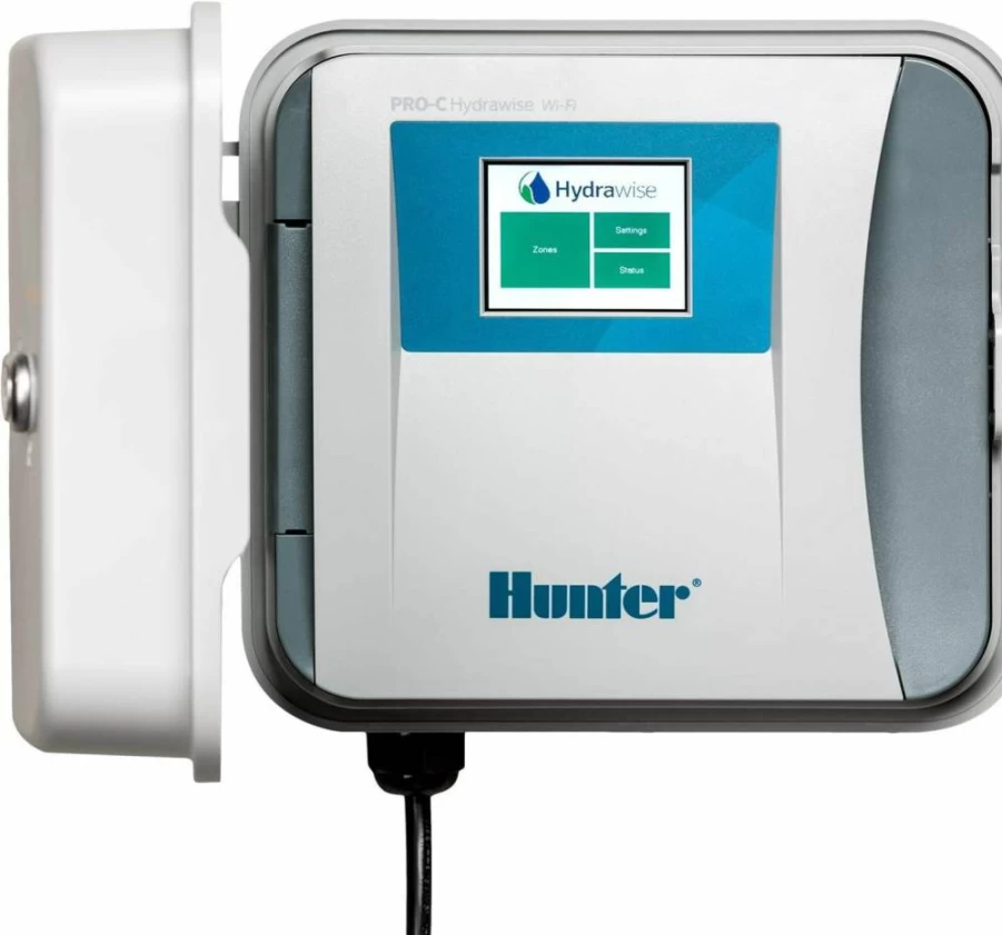 Hunter Industries Hydrawise HPC400 Smart WiFi Irrigation Controller – 4 Zone Expandable to 16 Zones, Weather-Based, App-Controlled Sprinkler System for Lawns & Gardens