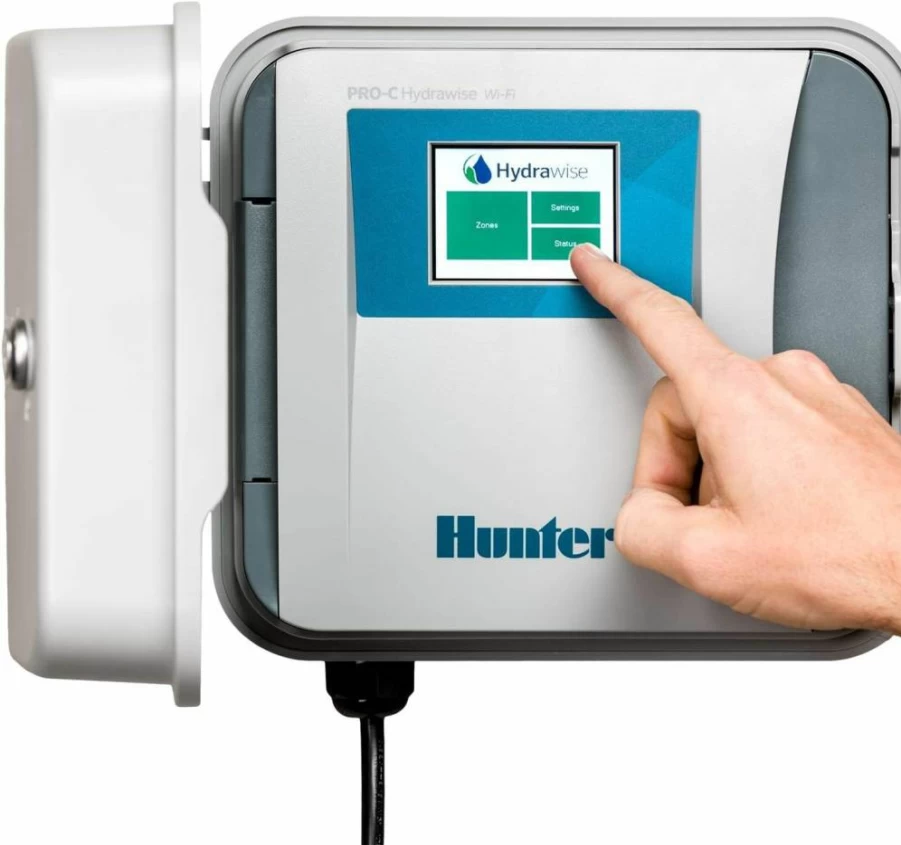 Hunter Industries Hydrawise HPC400 Smart WiFi Irrigation Controller – 4 Zone Expandable to 16 Zones, Weather-Based, App-Controlled Sprinkler System for Lawns & Gardens