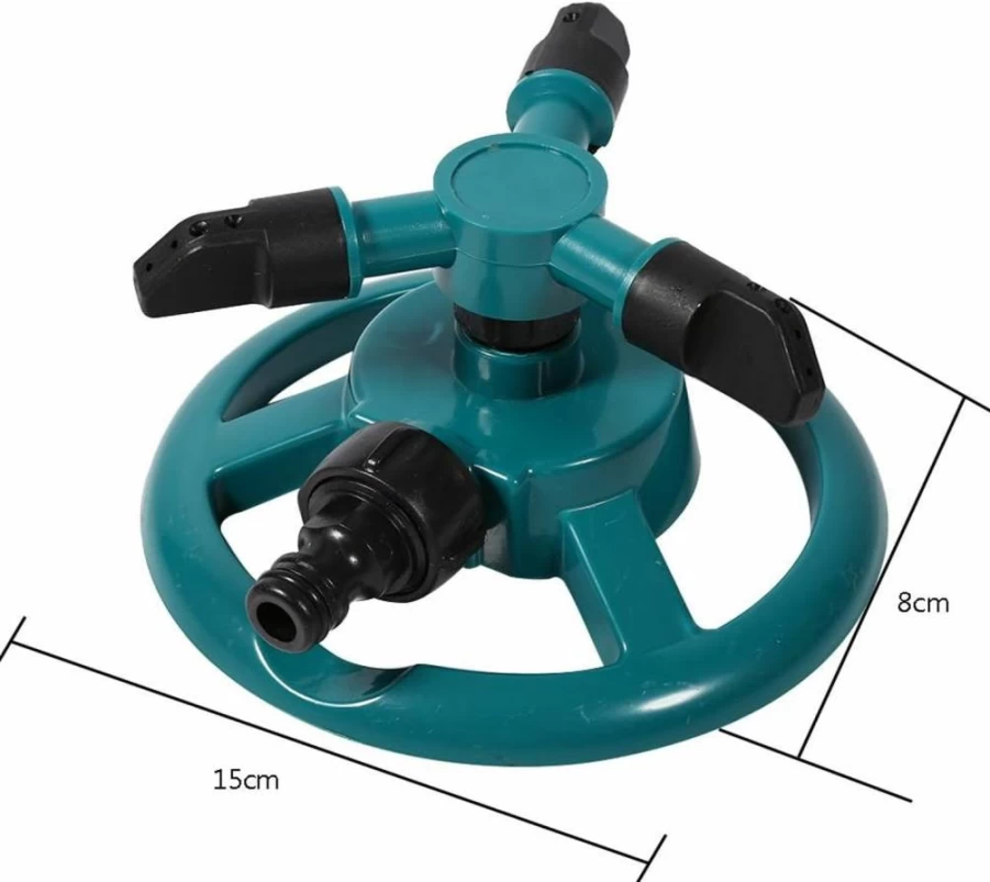 ViaGasaFamido 360-Degree Rotating Lawn Sprinkler with 3 Adjustable Nozzles for Large Yard Garden Irrigation and Watering System